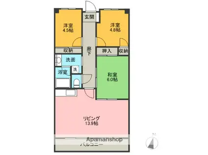 マルシオンマルジュ(3LDK/2階)の間取り写真