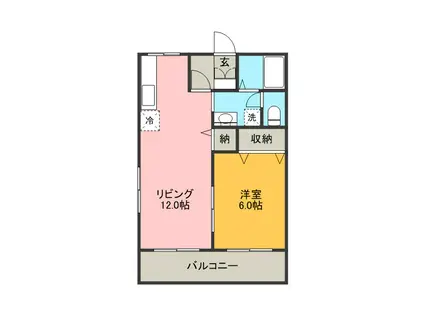 サンビレッジ南一色G棟(1LDK/2階)の間取り写真