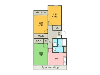 長谷川マンション2(3DK/2階)の間取り写真