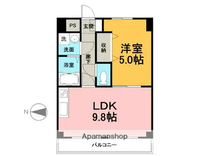 モアナコート(1LDK/6階)の間取り写真