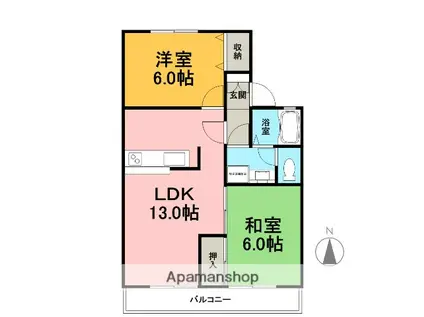 セジュールツモトA(2LDK/2階)の間取り写真