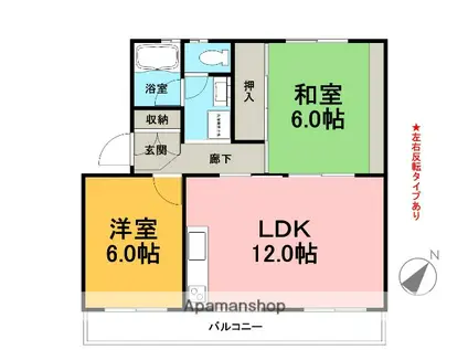 サンハイツセブン(2LDK/1階)の間取り写真