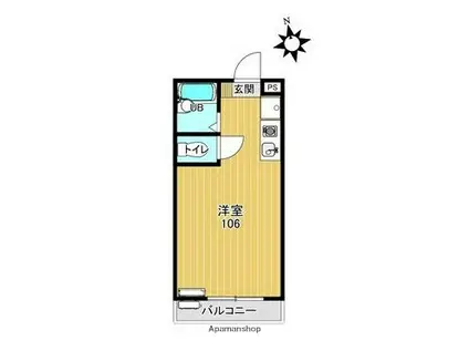 コーポラスアサヒ(ワンルーム/2階)の間取り写真