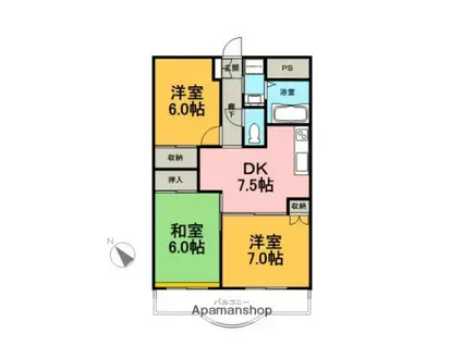 コーストビラ牛臥(3DK/2階)の間取り写真