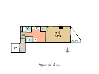 AIビル(1DK/6階)の間取り写真