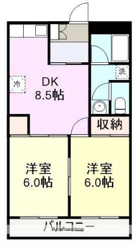 ヒルサイドテラス徳倉(2DK/2階)の間取り写真