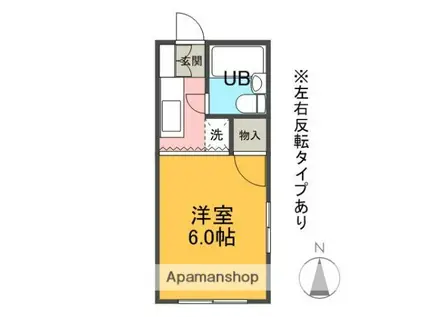 ローズハイム(ワンルーム/2階)の間取り写真