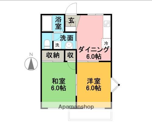 フレグランス海野B棟(2DK/1階)の間取り写真