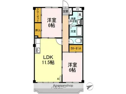 メゾン西山(2LDK/2階)の間取り写真