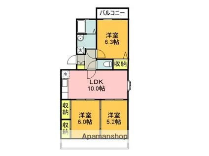コンフォート・K(3LDK/1階)の間取り写真
