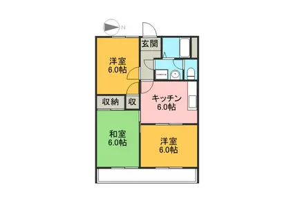 サンシティ有貝(2LDK/2階)の間取り写真