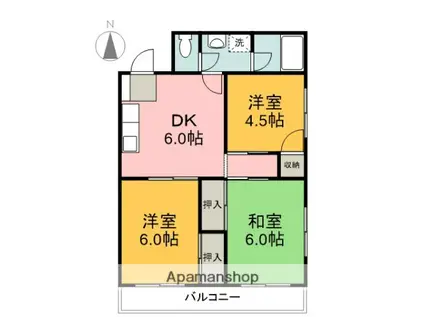 グランドハイツM(3DK/3階)の間取り写真