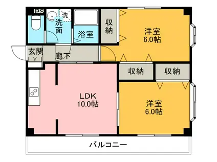 グランドシー(2LDK/2階)の間取り写真