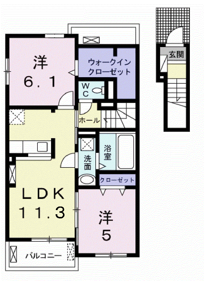 アルモニー・ヴィラⅡ(2LDK/2階)の間取り写真