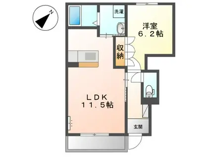 ドミシール・S(1LDK/1階)の間取り写真
