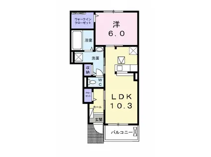 アルドール(1LDK/1階)の間取り写真
