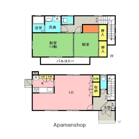 東海道本線 沼津駅 徒歩18分 2階建 築31年(2LDK)の間取り写真