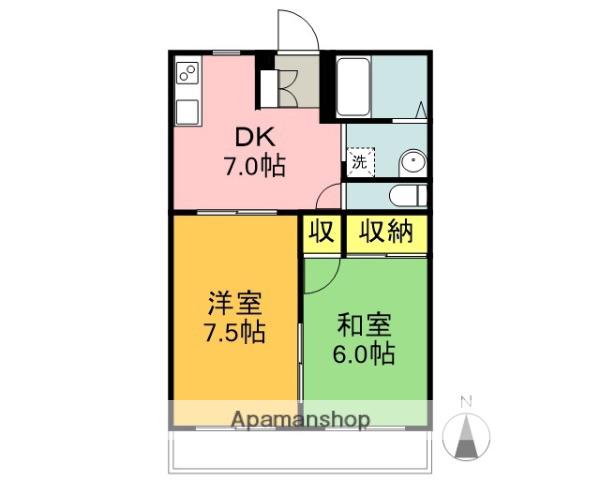 グレースヴィラ(2DK/2階)の間取り写真
