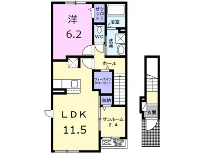 パルテール・アイ(1LDK/2階)の間取り写真