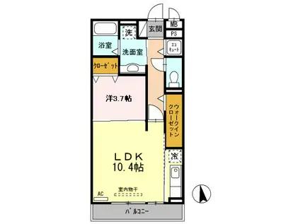 COMODO SATSUKI(1LDK/2階)の間取り写真