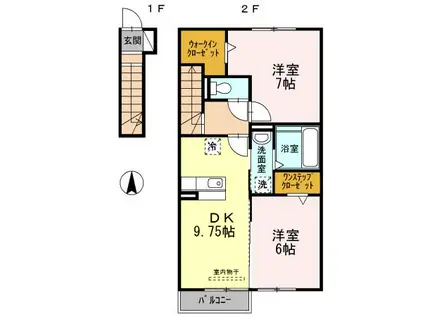 グランメール(2DK/2階)の間取り写真