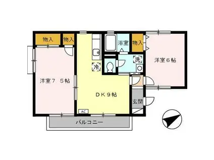 ヴァンコートIII(2DK/2階)の間取り写真