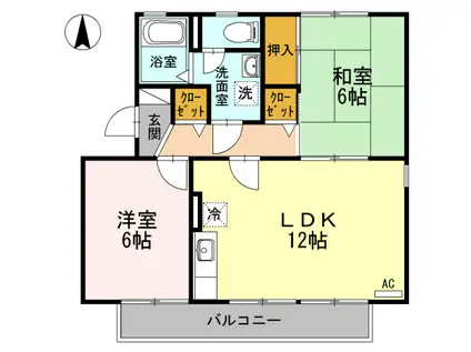 ニューアゼリアA(2LDK/2階)の間取り写真