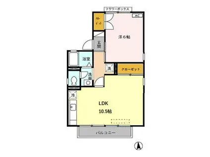 サンハイツ(1LDK/2階)の間取り写真