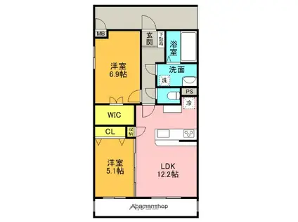 カーサフェリーチェ(2LDK/2階)の間取り写真