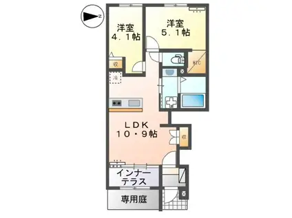 沼津市東椎路アパート(2LDK/1階)の間取り写真