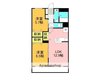 シーショア・槇島(2LDK/3階)の間取り写真