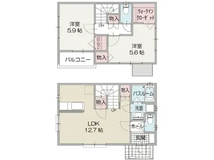 静岡県沼津市 2階建 築5年(2LDK)の間取り写真