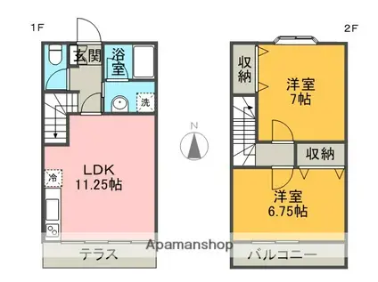 ガーデンスクエア香貫B(2LDK/1階)の間取り写真