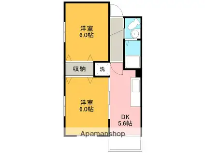 市川ビル(2DK/2階)の間取り写真