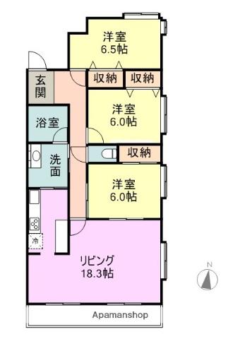 シーザスパレス(3LDK/2階)の間取り写真