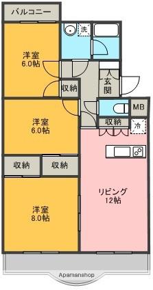 ミラージュK(3LDK/4階)の間取り写真