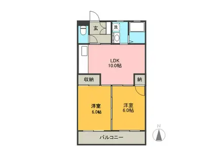 ロイヤルパレス参番館(2LDK/1階)の間取り写真