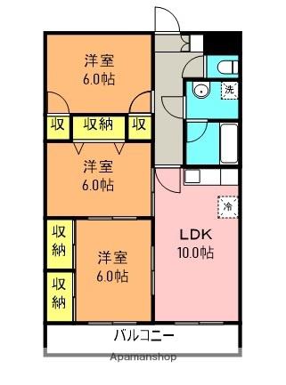 瀧マンションF棟(3LDK/3階)の間取り写真
