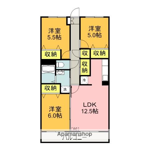 エコロガーデン(3SDK/2階)の間取り写真