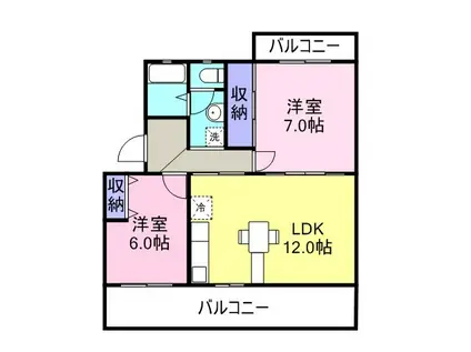 カターラ三清(2LDK/2階)の間取り写真