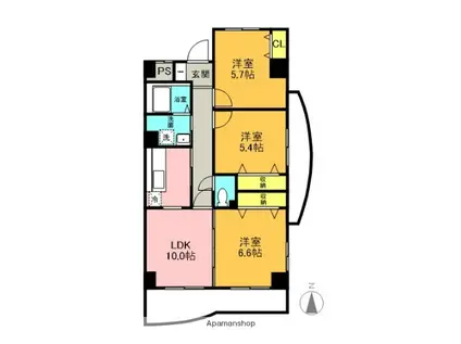 グラン・クリュ壱番館(3LDK/1階)の間取り写真