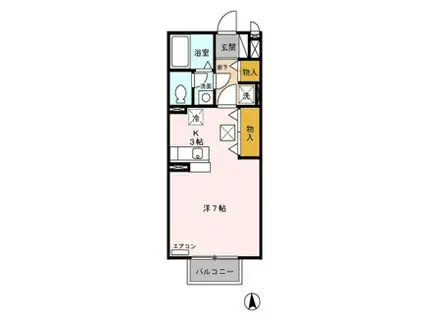 クレ・ドゥ・リュヌ(1K/1階)の間取り写真