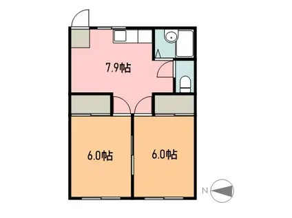 カーサオオバ(2DK/1階)の間取り写真