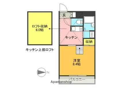 ポピー桜堤(1K/1階)の間取り写真