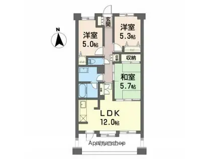 ベルクリア(3LDK/5階)の間取り写真