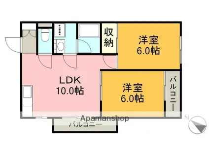 メゾンマキセキ(2LDK/3階)の間取り写真