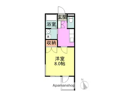 ペールグリーンエムズビル2(1K/3階)の間取り写真