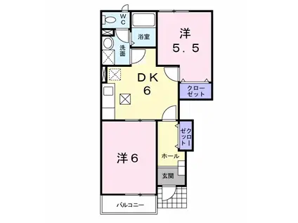 キャトルセゾンⅡ(2DK/1階)の間取り写真