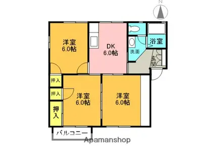 フレグランス富沢(3DK/1階)の間取り写真