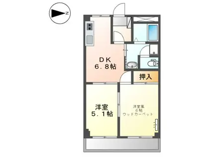 ラック坂本(2DK/2階)の間取り写真